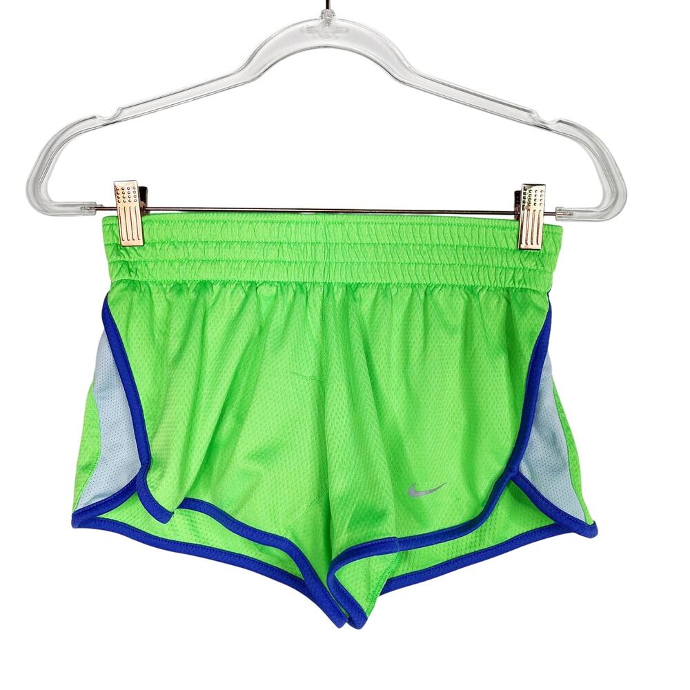 Nike Womens Small S Cool Mesh Training Shorts Electric Green Blue Workout Liner